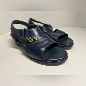 SAS Womens 8M Blue Tripad Comfort Leather Suntimer Sandals Open Toe Slingback